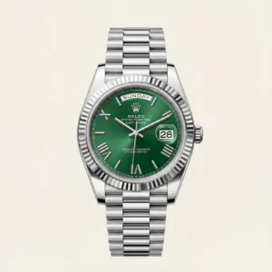 Royal Style Men's Watch – Green Dial Day-Date | Premium Steel Finish