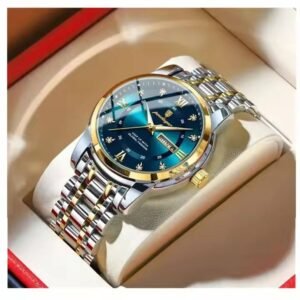Gold Fashion Casual Luxury Quartz Watches for Male Dual Calendar Week Display Reloj Business Stainless Steel Watch