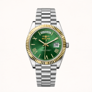 Royal Style Men's Watch – Green Dial Day-Date | Premium Steel Finish