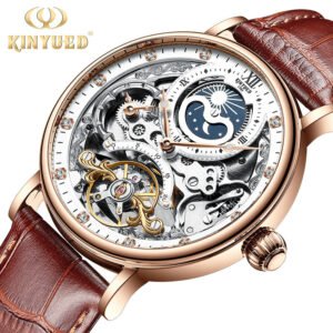 Luxury Hollow Out Automatic Mechanical Watches Moon Phase Waterproof Mens Style Wristwatches for Men Montre Relojes
